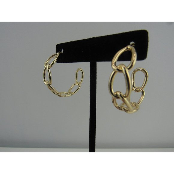 NWT EXPRESS CHAIN LINK OPEN HOOP EARRINGS - Picture 5 of 9